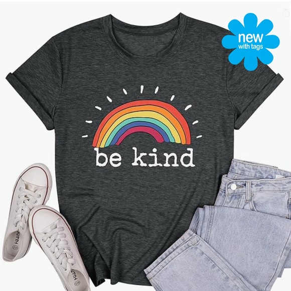 NWT 🦋 "BE KIND" Cotton blend tee | Small - Picture 1 of 8